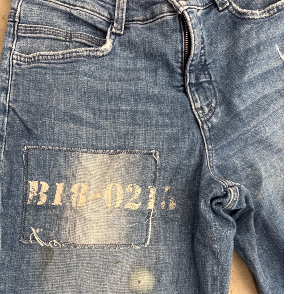 Pilcro Anthropologie Low Rise Wide Leg Distressed Jeans Med Blue Size 30 - Picture 6 of 11